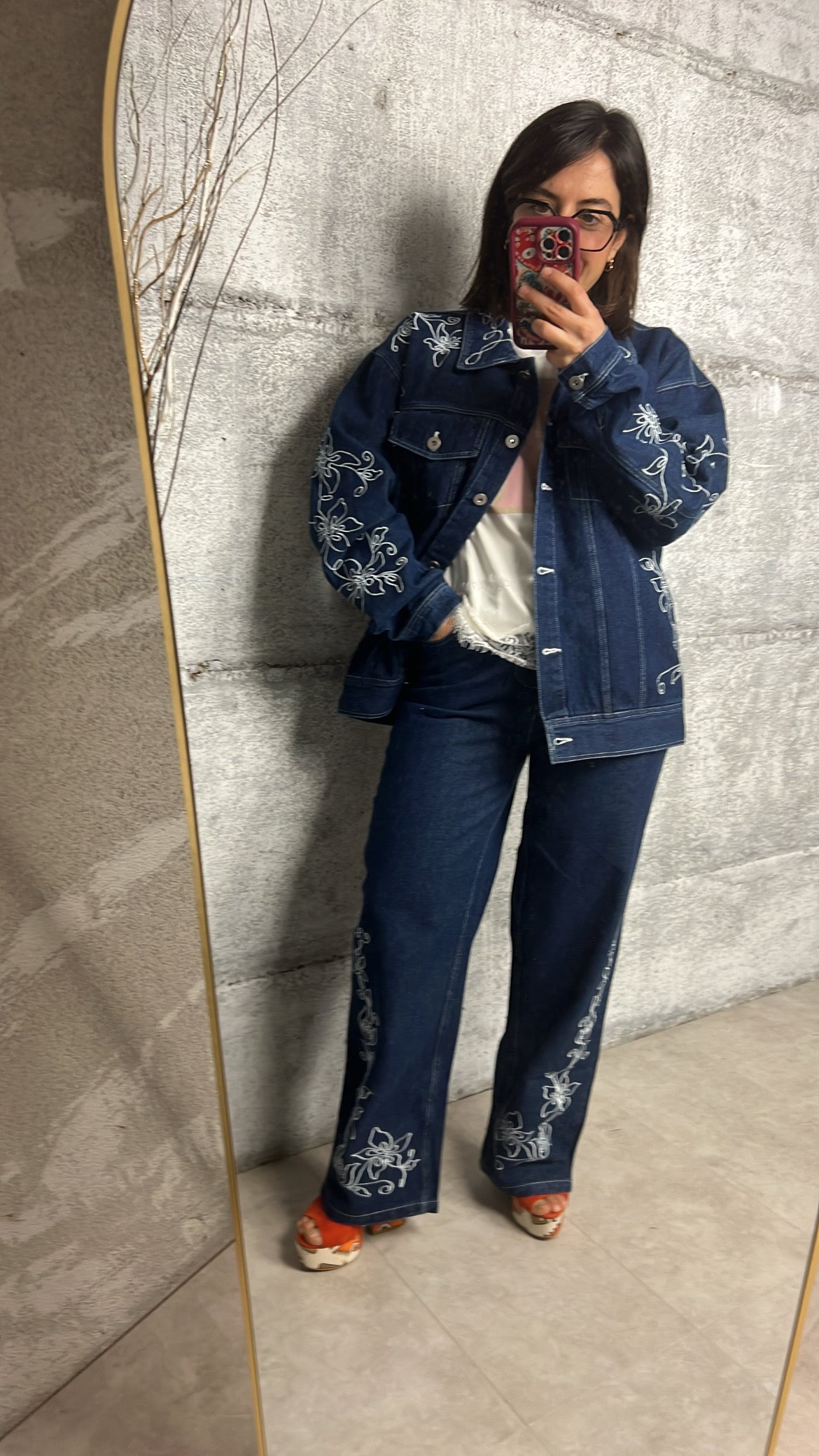 Giacca Jeans con Ricamo